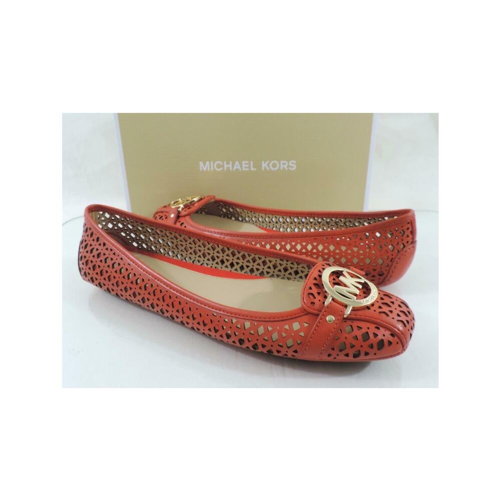 Women's Shoes Michael Kors Fulton Moc Flat Shoes Leather Sienna Orange Size 6.5
